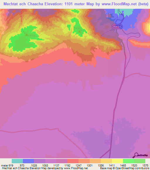 Mechtat ech Chaacha,Algeria Elevation Map