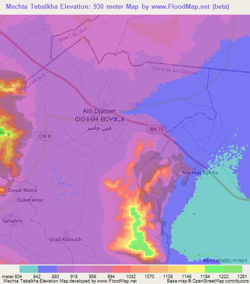 Mechta Tebalkha,Algeria Elevation Map