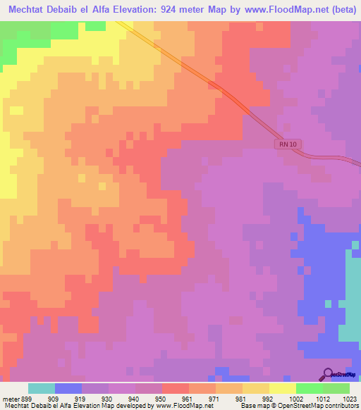 Mechtat Debaib el Alfa,Algeria Elevation Map