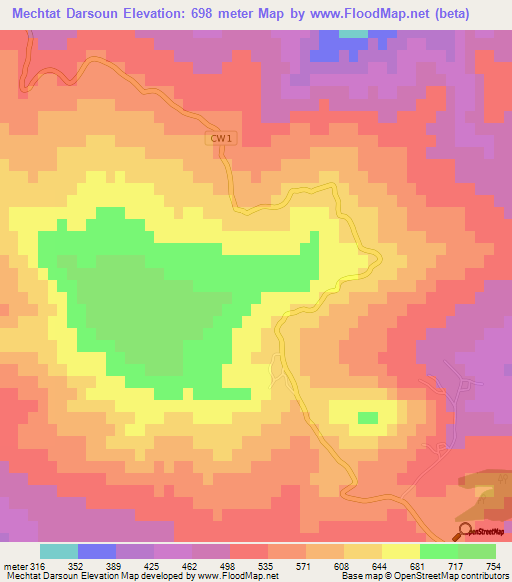 Mechtat Darsoun,Algeria Elevation Map