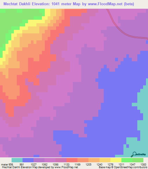 Mechtat Dakhli,Algeria Elevation Map