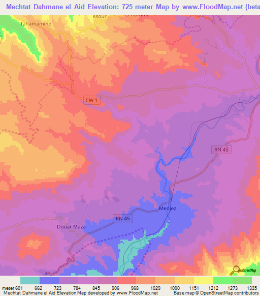 Mechtat Dahmane el Aid,Algeria Elevation Map