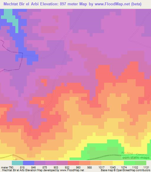 Mechtat Bir el Arbi,Algeria Elevation Map