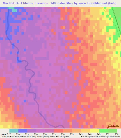 Mechtat Bir Chtathia,Algeria Elevation Map
