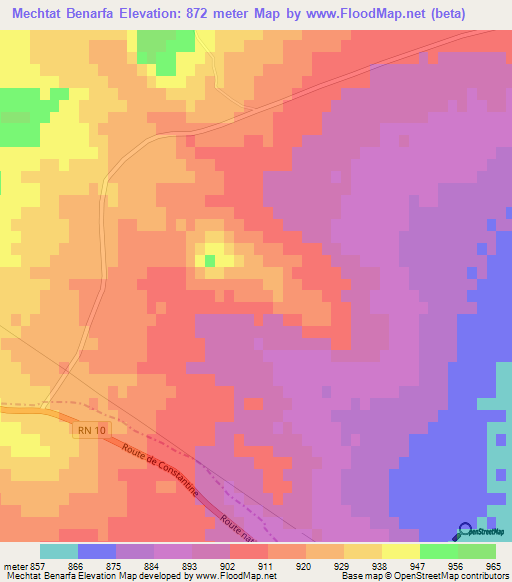 Mechtat Benarfa,Algeria Elevation Map