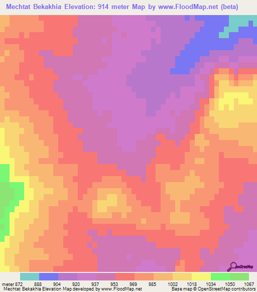 Mechtat Bekakhia,Algeria Elevation Map