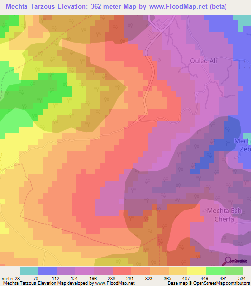 Mechta Tarzous,Algeria Elevation Map