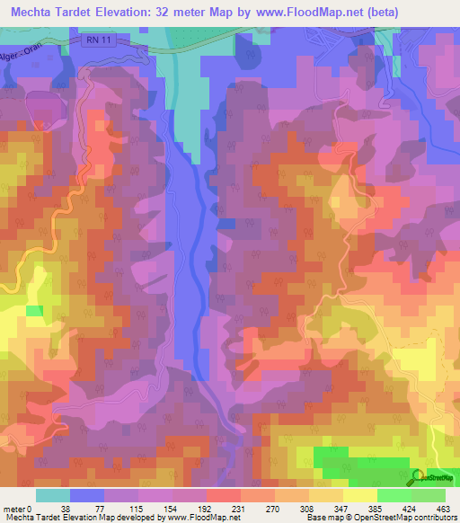 Mechta Tardet,Algeria Elevation Map