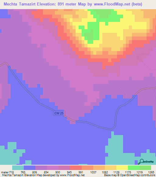 Mechta Tamazirt,Algeria Elevation Map
