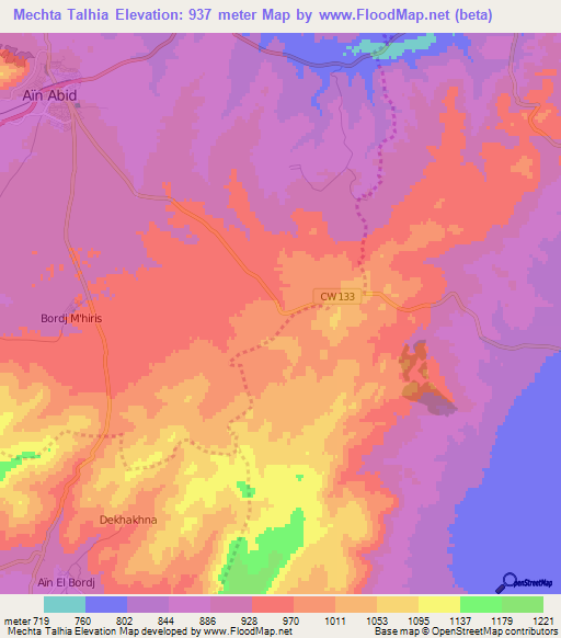 Mechta Talhia,Algeria Elevation Map