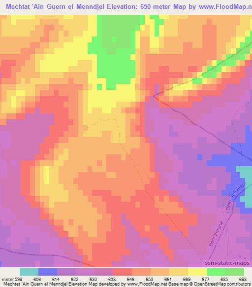 Mechtat 'Ain Guern el Menndjel,Algeria Elevation Map