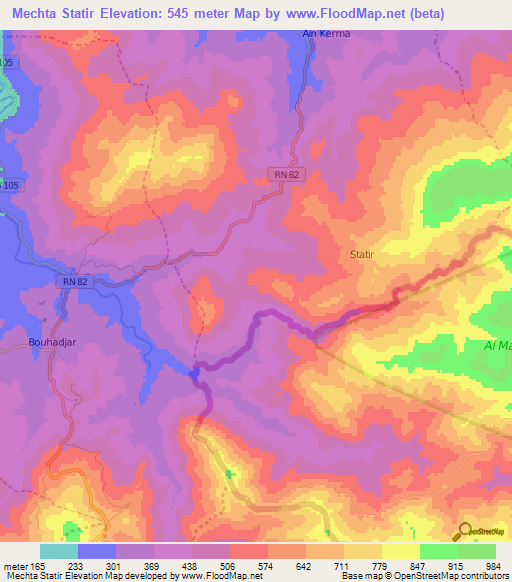 Mechta Statir,Algeria Elevation Map