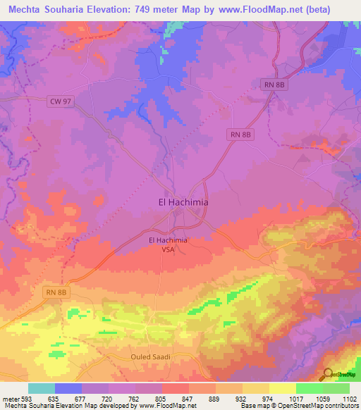 Mechta Souharia,Algeria Elevation Map