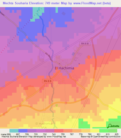 Mechta Souharia,Algeria Elevation Map