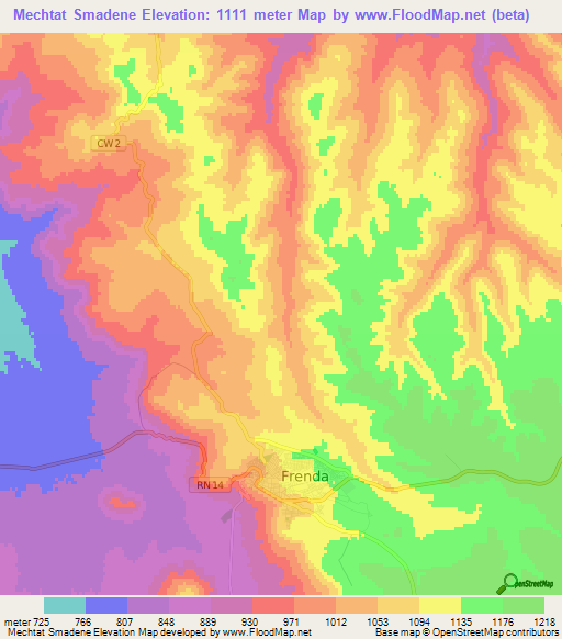 Mechtat Smadene,Algeria Elevation Map