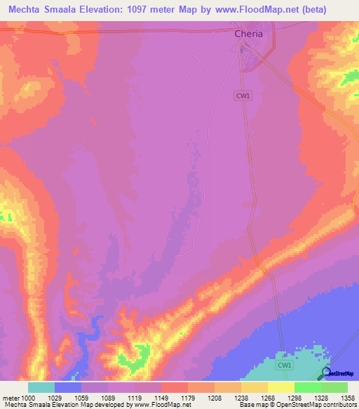 Mechta Smaala,Algeria Elevation Map
