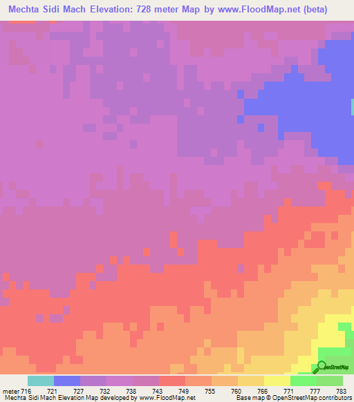 Mechta Sidi Mach,Algeria Elevation Map