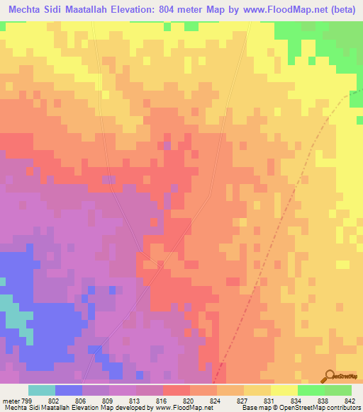 Mechta Sidi Maatallah,Algeria Elevation Map