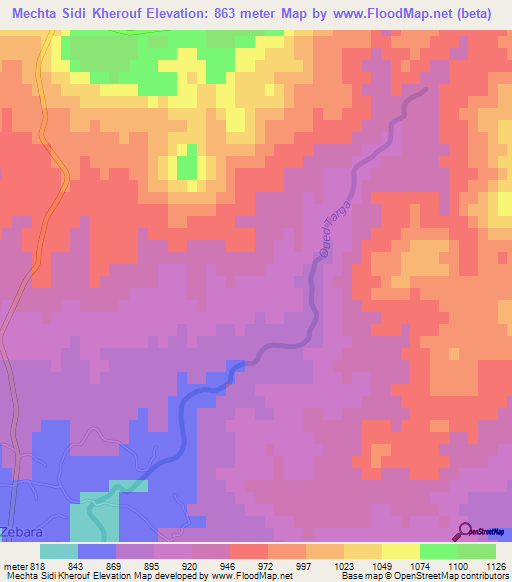 Mechta Sidi Kherouf,Algeria Elevation Map