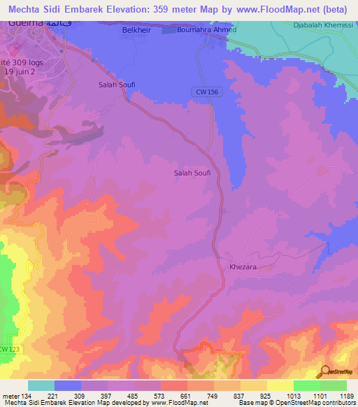 Mechta Sidi Embarek,Algeria Elevation Map