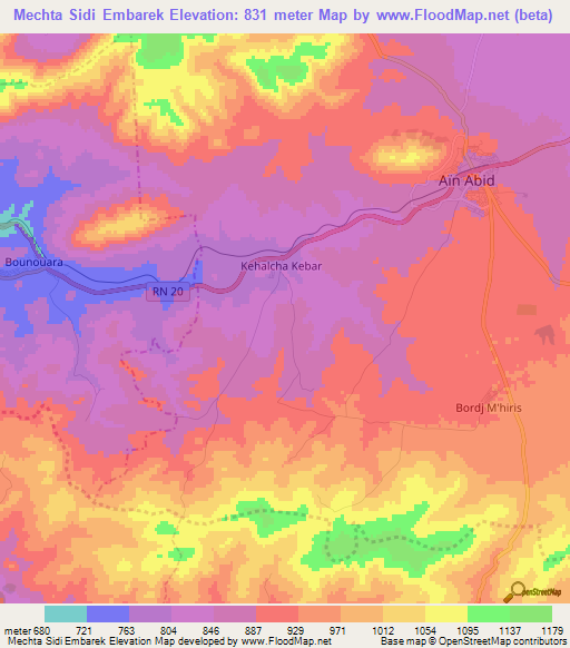 Mechta Sidi Embarek,Algeria Elevation Map