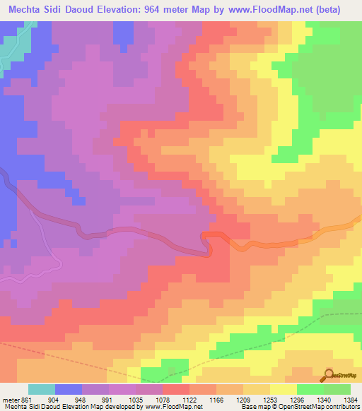 Mechta Sidi Daoud,Algeria Elevation Map
