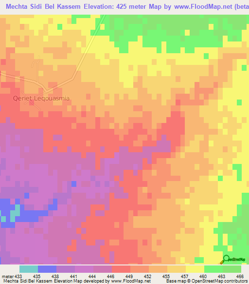 Mechta Sidi Bel Kassem,Algeria Elevation Map