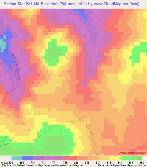 Mechta Sidi Bel Aid,Algeria Elevation Map