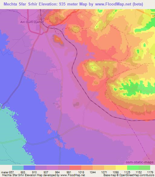 Mechta Sfar Srhir,Algeria Elevation Map