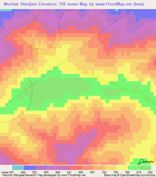 Mechtat Sfardjela,Algeria Elevation Map