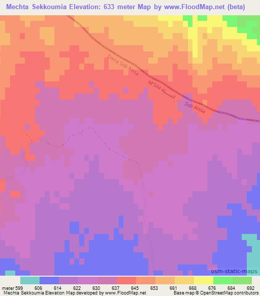 Mechta Sekkoumia,Algeria Elevation Map