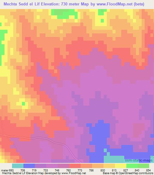Mechta Sedd el Lif,Algeria Elevation Map