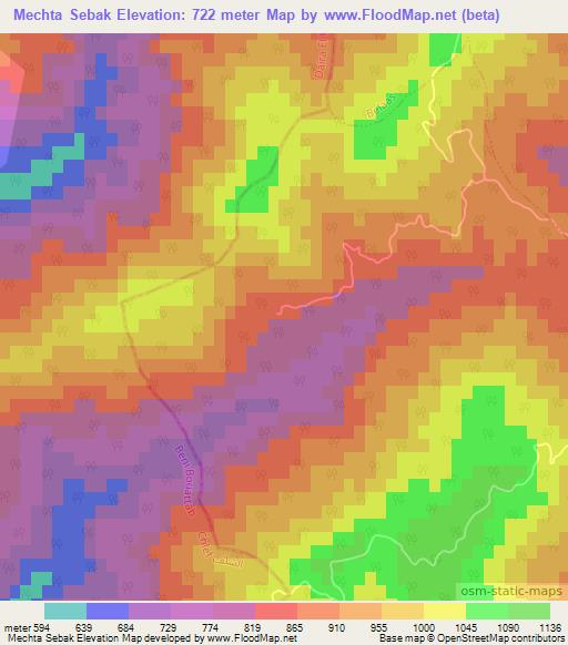 Mechta Sebak,Algeria Elevation Map