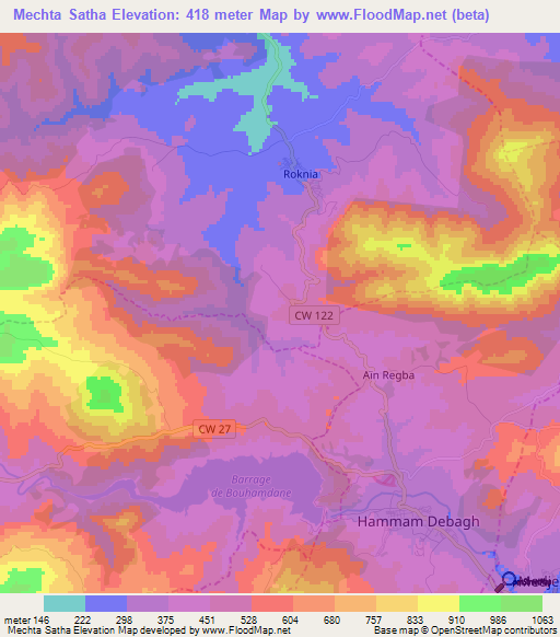 Mechta Satha,Algeria Elevation Map