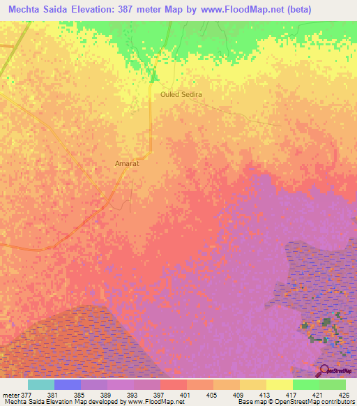 Mechta Saida,Algeria Elevation Map