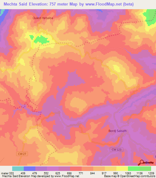 Mechta Said,Algeria Elevation Map