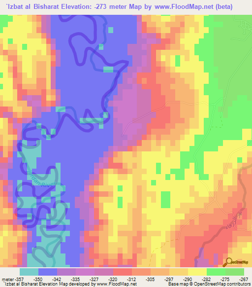 `Izbat al Bisharat,Jordan Elevation Map