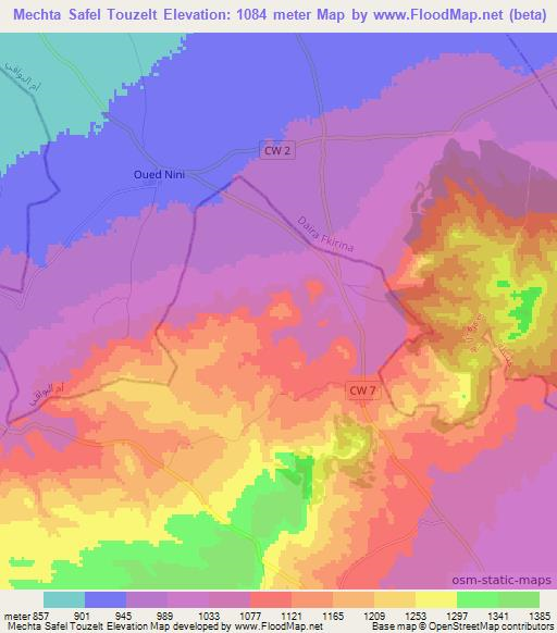 Mechta Safel Touzelt,Algeria Elevation Map