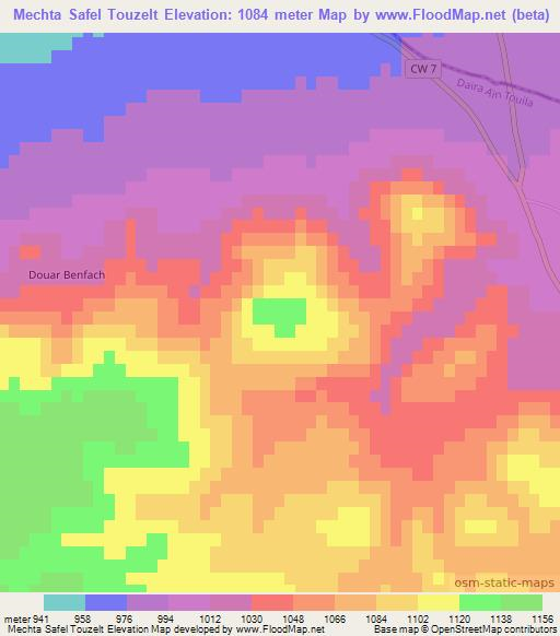 Mechta Safel Touzelt,Algeria Elevation Map
