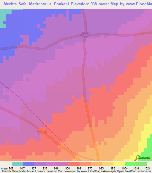 Mechta Safel Metirchou el Foukani,Algeria Elevation Map