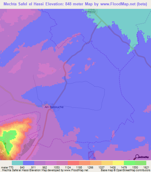 Mechta Safel el Hassi,Algeria Elevation Map