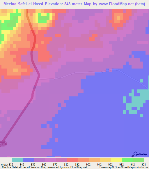 Mechta Safel el Hassi,Algeria Elevation Map