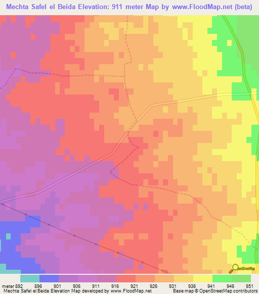 Mechta Safel el Beida,Algeria Elevation Map