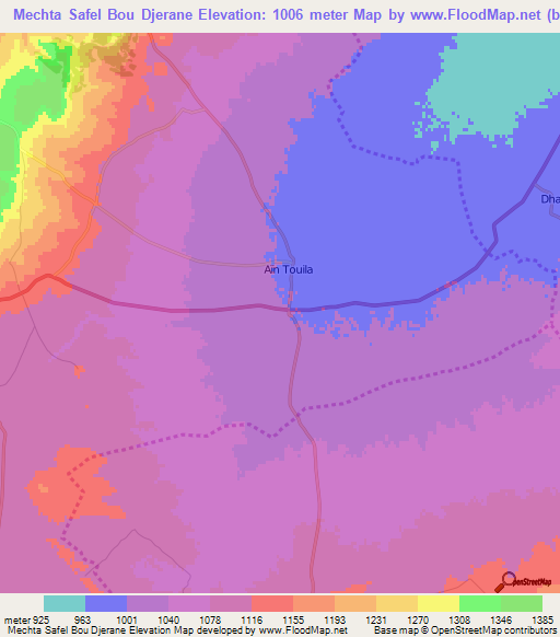 Mechta Safel Bou Djerane,Algeria Elevation Map