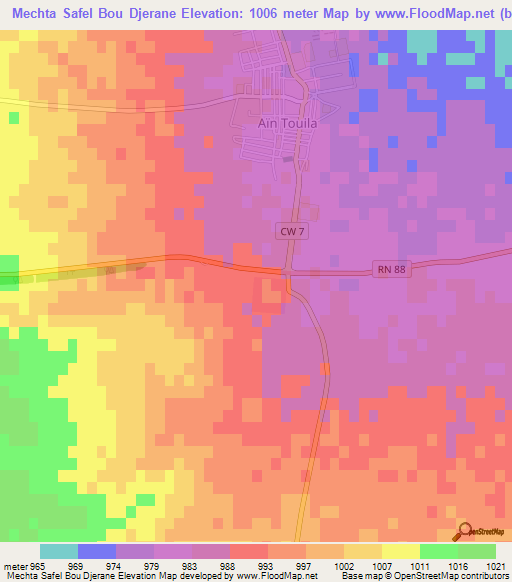 Mechta Safel Bou Djerane,Algeria Elevation Map