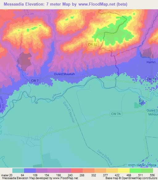 Messaadia,Algeria Elevation Map