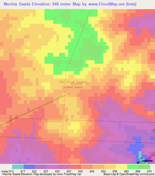Mechta Saada,Algeria Elevation Map
