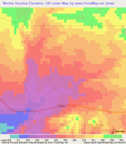 Mechta Rouissa,Algeria Elevation Map