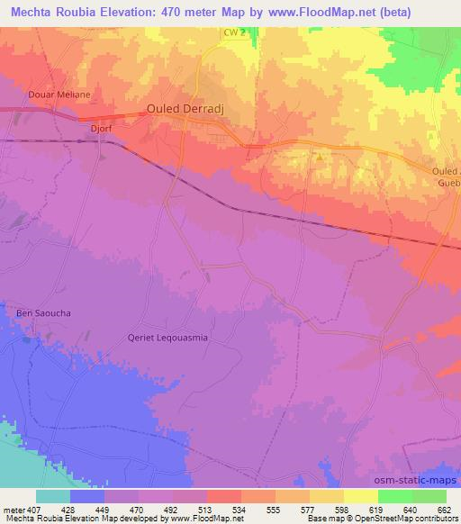 Mechta Roubia,Algeria Elevation Map