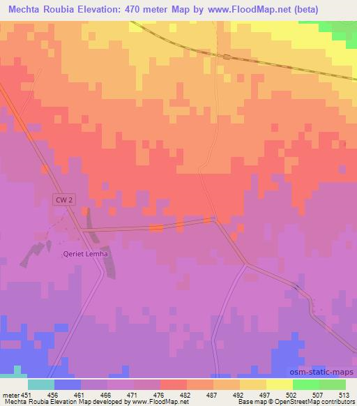 Mechta Roubia,Algeria Elevation Map